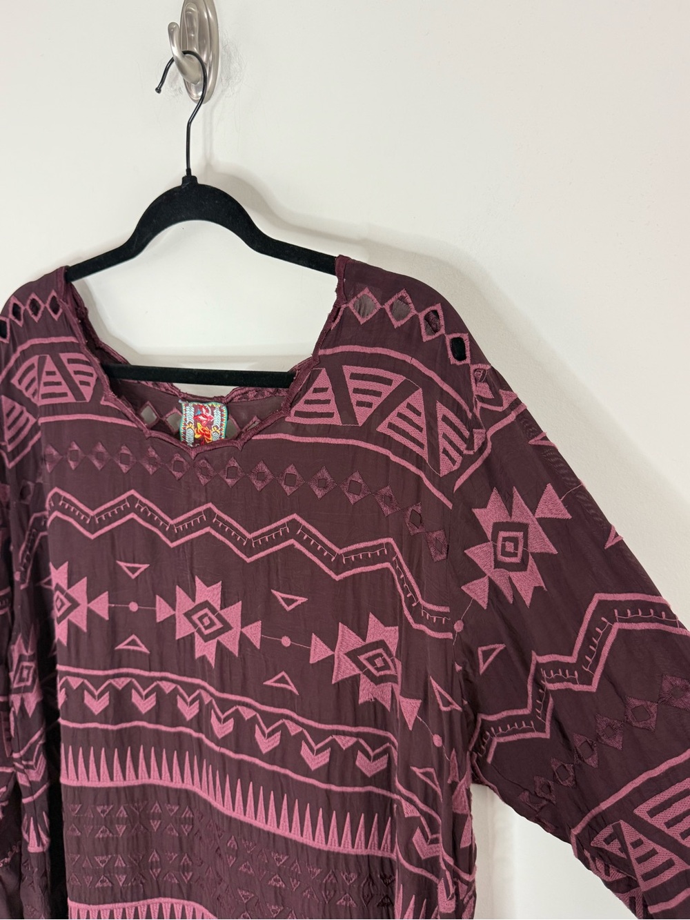 Johnny Was Long Sleeve Shift Dress Size XL Embroidered Bohemian Western - Picture 6 of 16